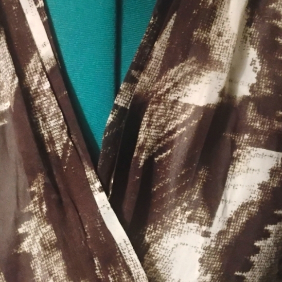 W118 by Walter Baker Abstract Print Faux Wrap Dress Size L in Brown & Cream - Picture 5 of 14